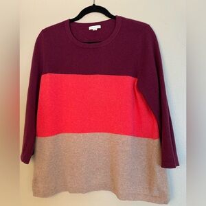 Garnet Hill 100% cashmere colorblock sweater. Size M.